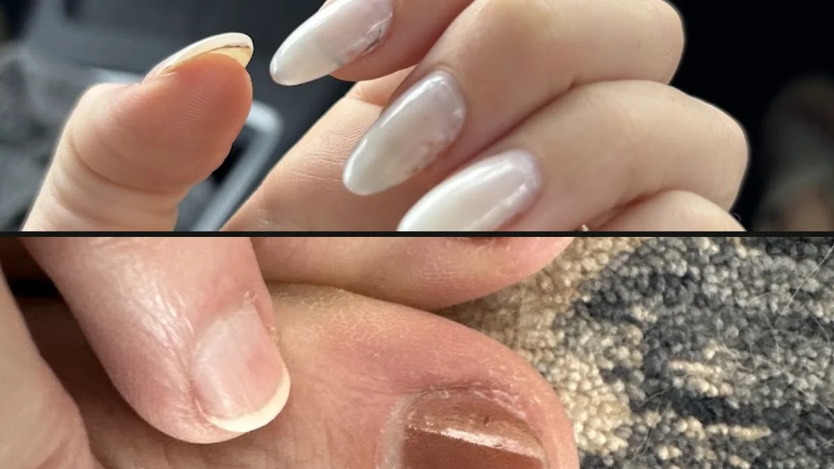 Manicure setup with bottles and lamps