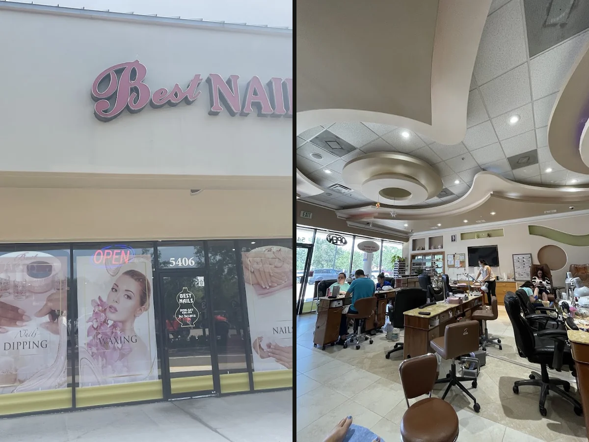 Nail station with manicure tools